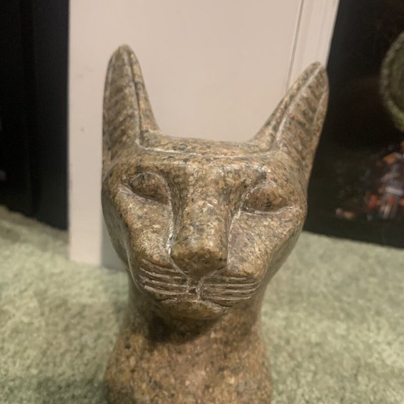 5.5” SandStone resin egyptian Cat Head Statue EGYPT 2.1 Pounds!  100% Authentic! - Picture 1 of 4